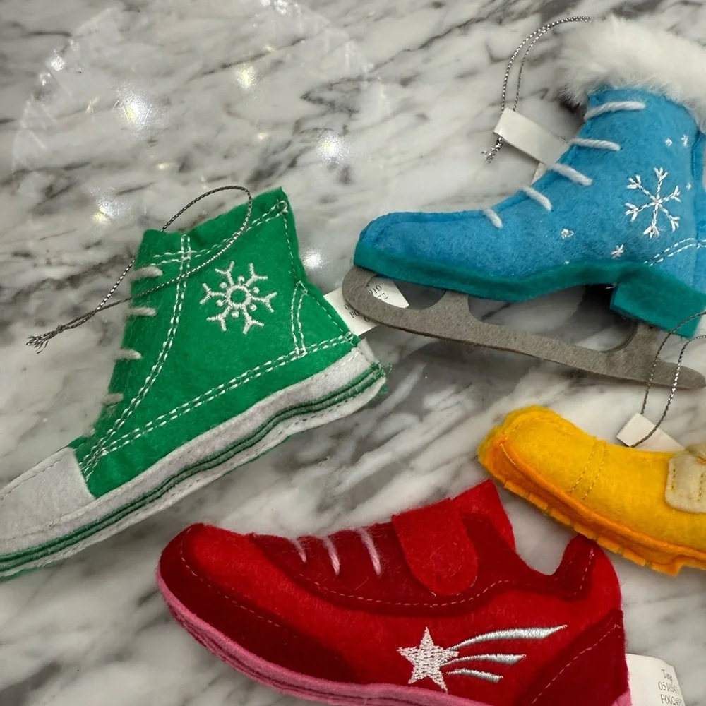 NWT Handcrafted Felt Ornament Set - Shoes, Ice skates, Sneakers, Boots - Picture 2 of 5